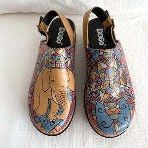 DOGO women's vegan leather boho elephant platform mule sandals